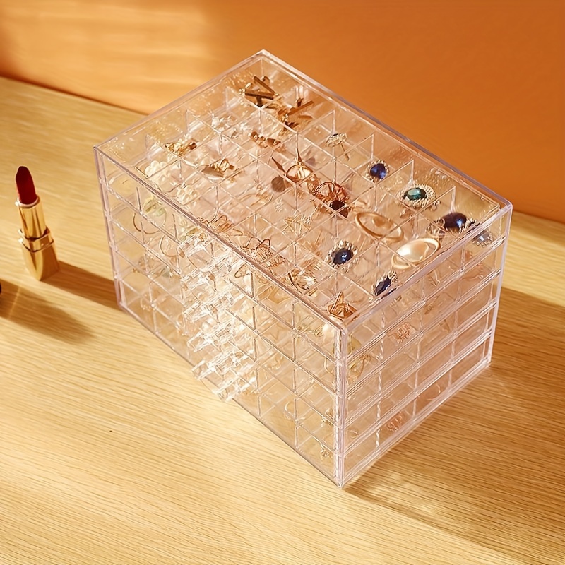 Trinkets Dust-proof Storage Box with Transparent Layer Grid